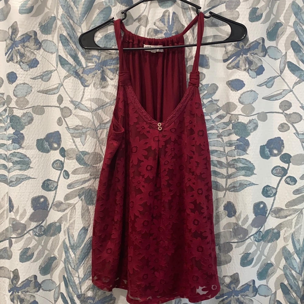 red floral top